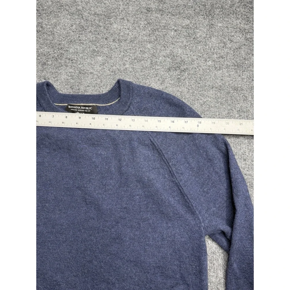 Banana Republic Pullover Sweater XL Blue Crewneck Cotton Italian Merino Wool